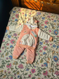 Premium Baby Hooded Fleece Jumpsuit & Joggers Set - Peach & Cream